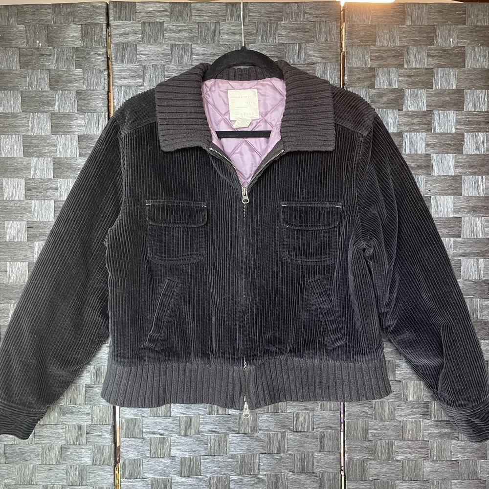 J.Jill Black Corduroy Jacket Coat Womens Petite Sz Medium